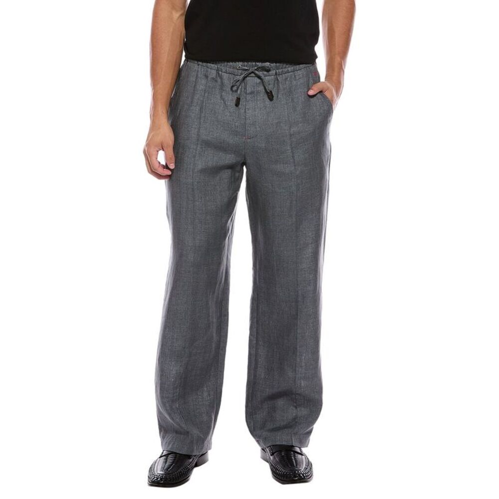 Isaia Mens  Linen Pant, Grey